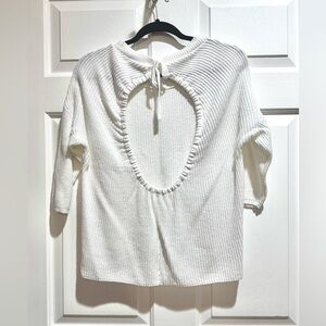 Express White Ribbed Open-Back Tie Sweater